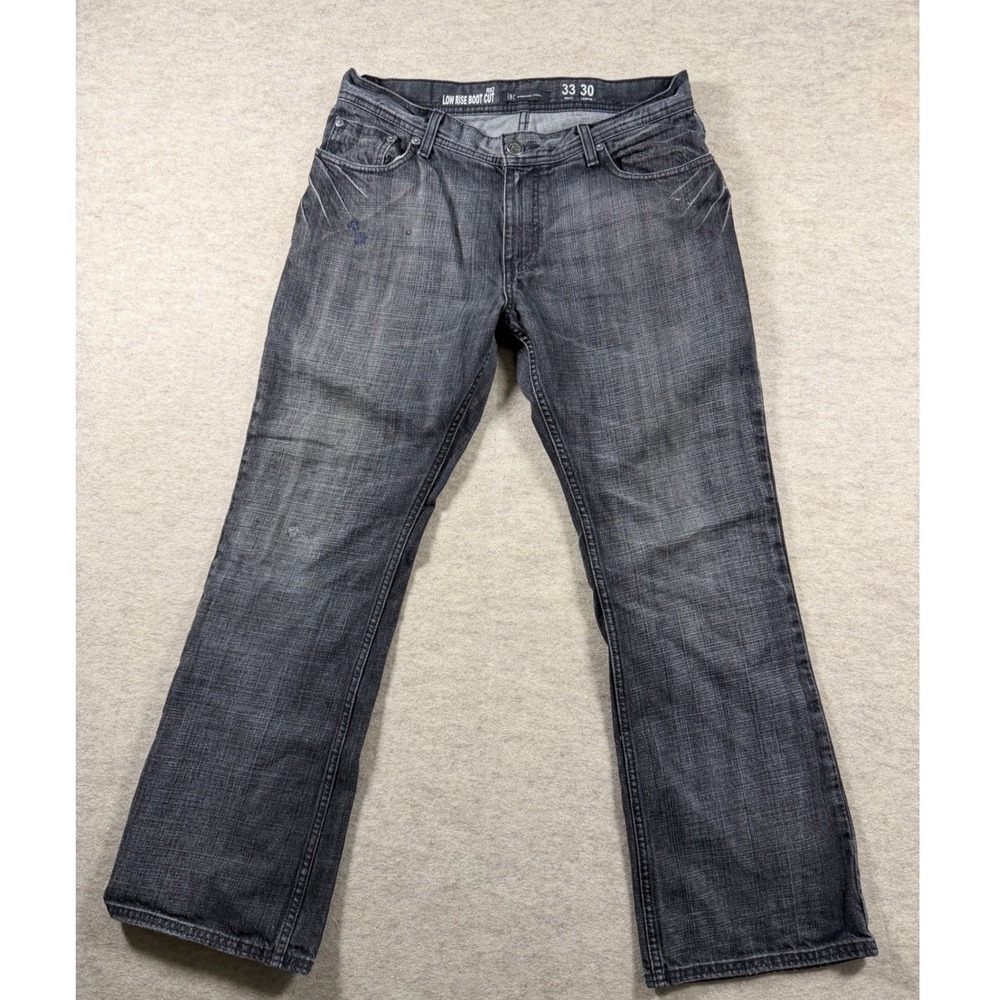 INC International Concepts Rio Low Rise Boot Cut Jeans Black Denim 33x30